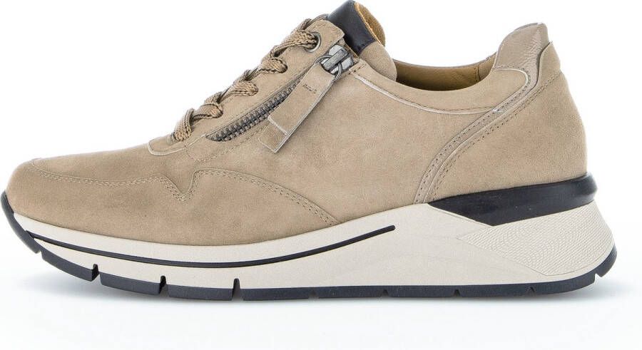 Gabor Suède Sneaker met Leren Accenten Beige Dames