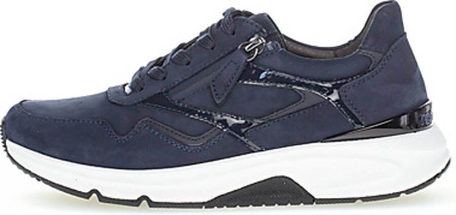 Gabor 96.896.46 Dames Sneakers Donkerblauw Witte zool Lakleren details