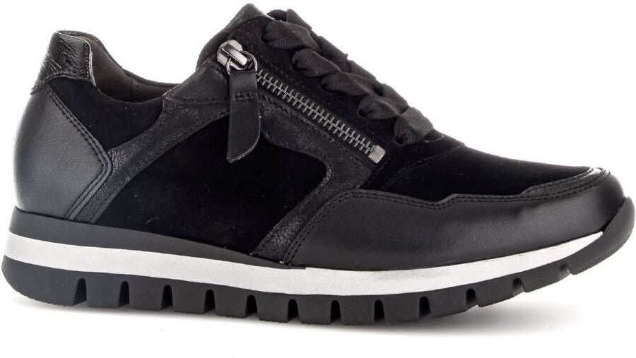 Gabor -art 76.438 37-zwart-dames-sneaker-veter rits-H leest