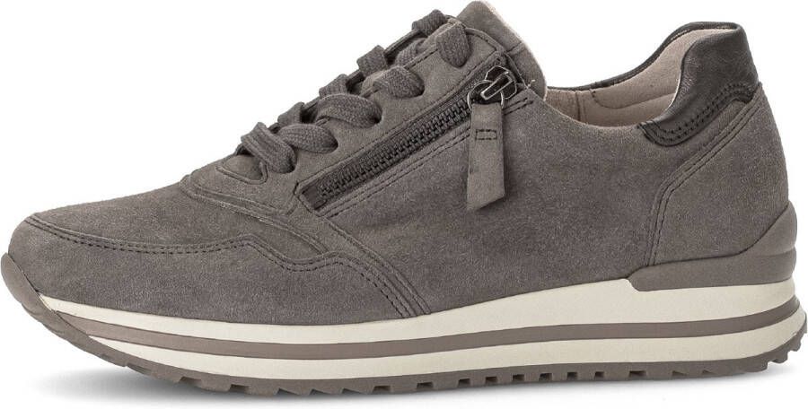 Gabor -art 76.528 20- sneaker- taupe-suede-veter rits-H leest