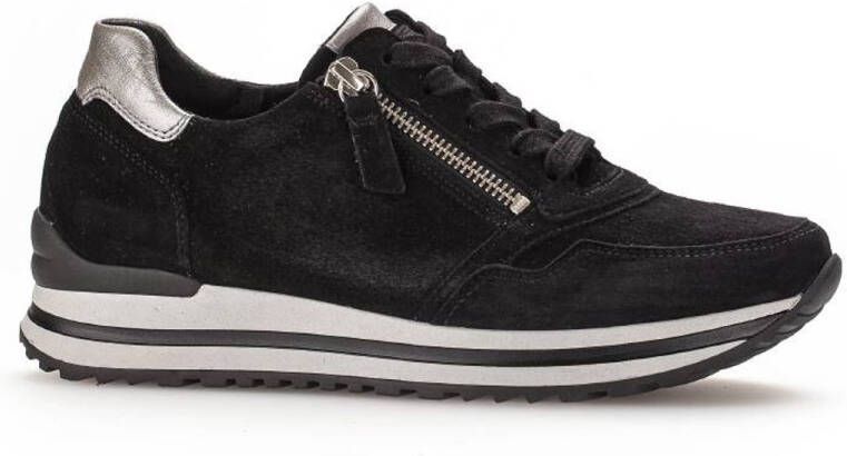 Gabor -art 76.528 67-sneaker-dames-zwart-suede-grijze zool