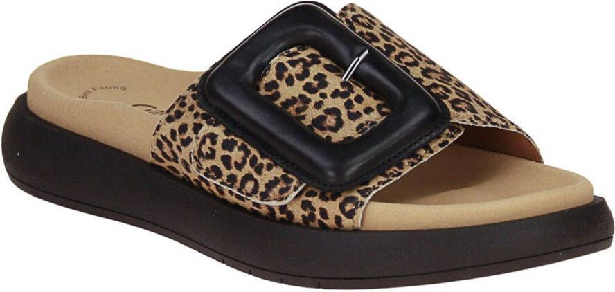 Gabor Slippers plateau zomerschoen slippers met grote decoratieve gesp