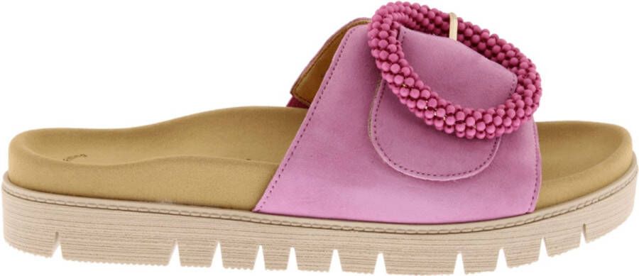 Gabor Slippers plateau zomerschoen slippers met sierparels aan de decoratieve gesp