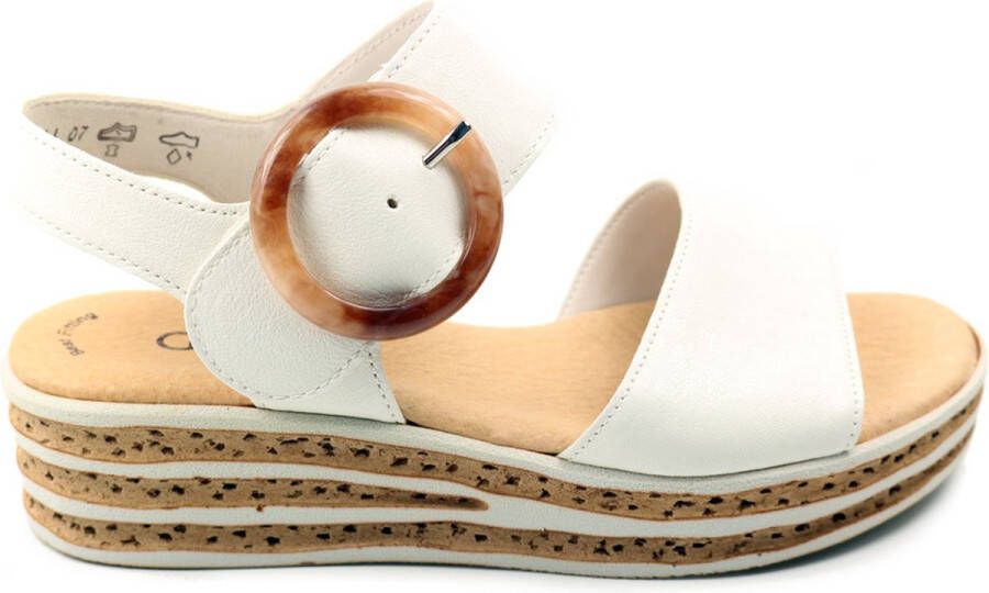 Gabor Beige Leren Sandalen Comfortabele Ronde Vorm Beige Dames