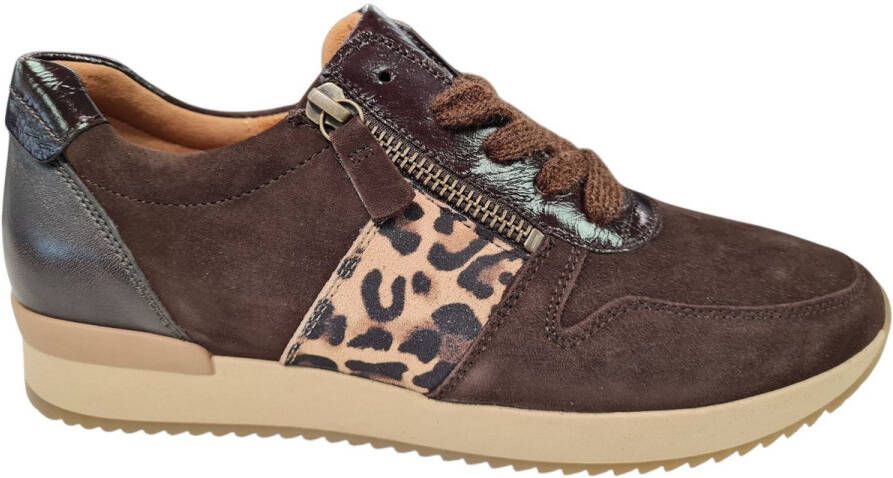 Gabor Bruine Suede Dames Sneakers Bruin