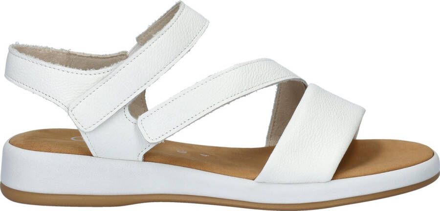 Gabor Witte Leren Sandalen Klittenbandsluiting White Dames