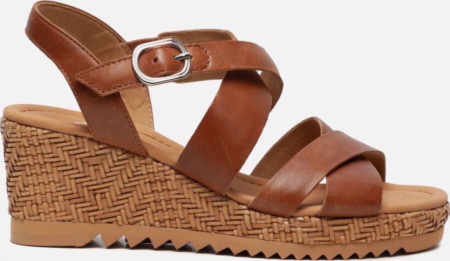 Gabor Comfort sandalen met sleehak cognac 231239 Dames