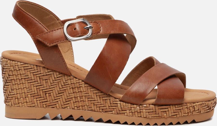 Gabor Comfort sandalen met sleehak cognac Leer Dames