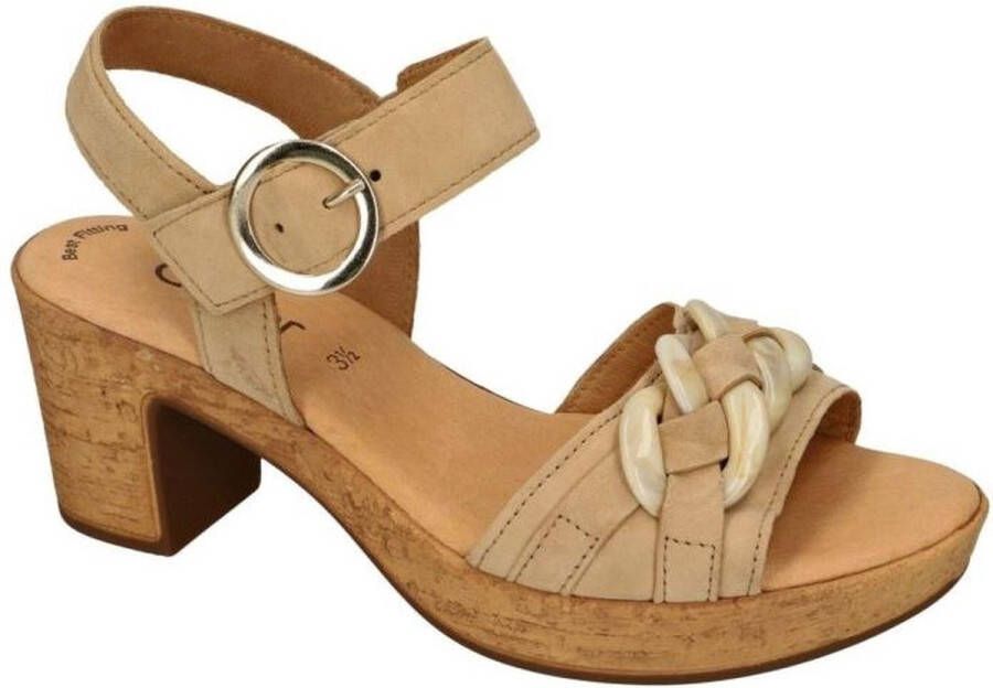 Gabor Beige Suède Plateau Sandalen Beige Dames