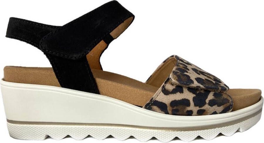 Gabor Zwarte Sandalen Natur Panther