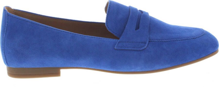 Gabor Blauwe Suède Loafers Slip-On Ronde Neus Blue Dames