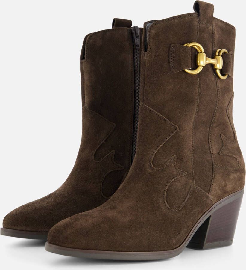 Gabor Western-stijl Suède Enkellaars Beige Dames