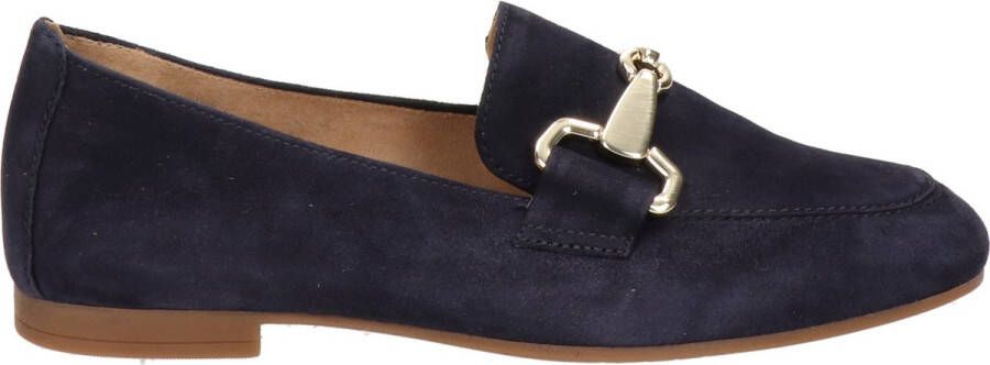 Gabor Elegante blauwe suède loafers met gouden detail Blue Dames