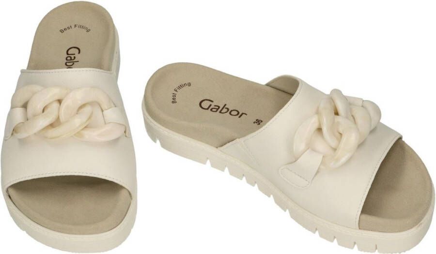 Gabor -Dames off-white-crÈme-ivoorkleur slippers & muiltjes