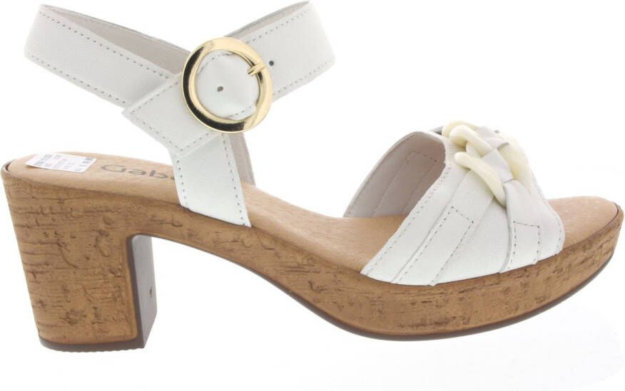 Gabor Beige Leren Sandalen met Kurk Zool Beige Dames