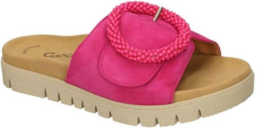 Gabor -Dames roze donker slippers & muiltjes