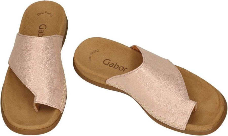 Gabor -Dames roze-goud metallic slippers & muiltjes