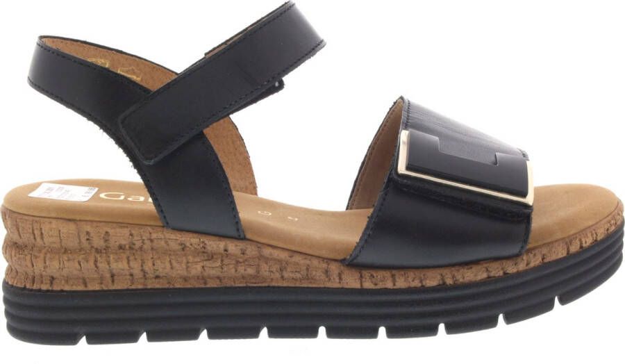 Gabor Zwarte Leren Sandalen Black Dames