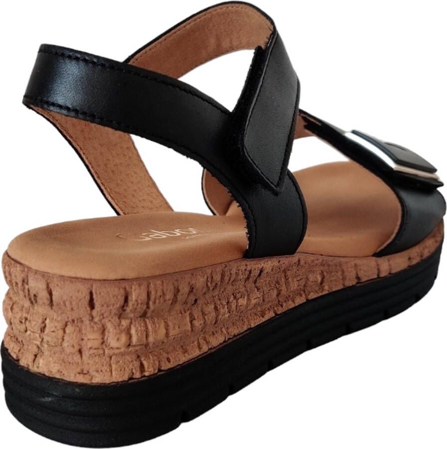 Gabor Zwarte Leren Sandalen Black Dames