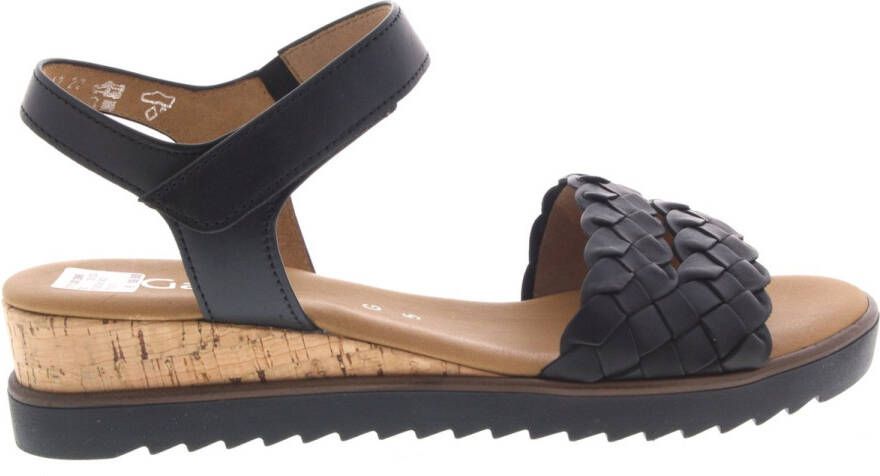 Gabor Zwarte leren sandalen met gevlochten bandjes Black Dames