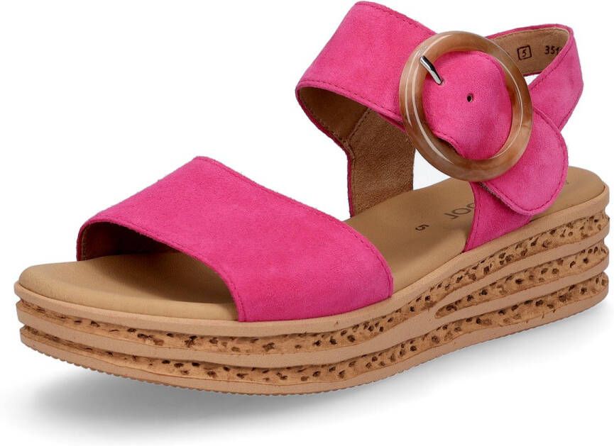 Gabor Roze Velours Leren Sandalen Pink Dames