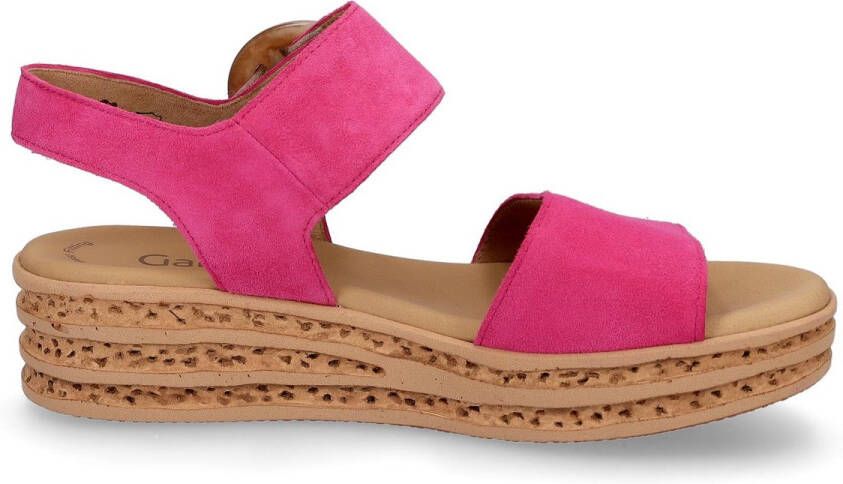Gabor Roze Velours Leren Sandalen Pink Dames