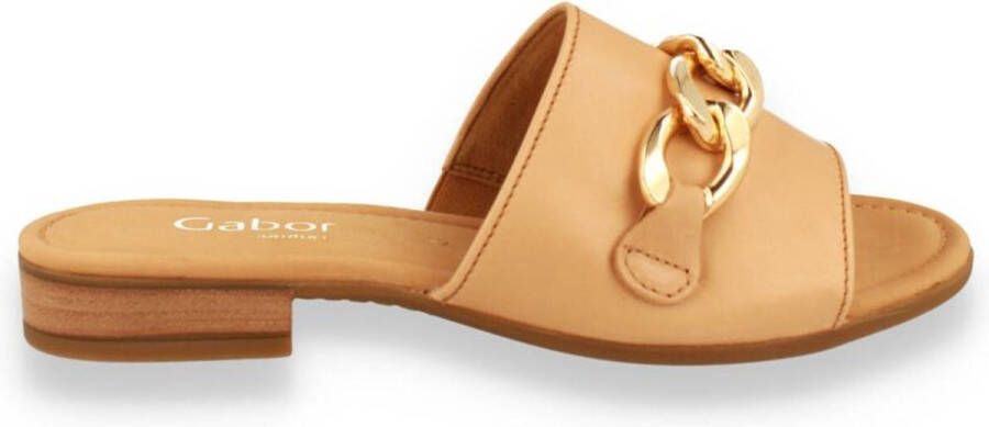Gabor Cognac Leren Muiltjes met Juweel Detail Brown Dames