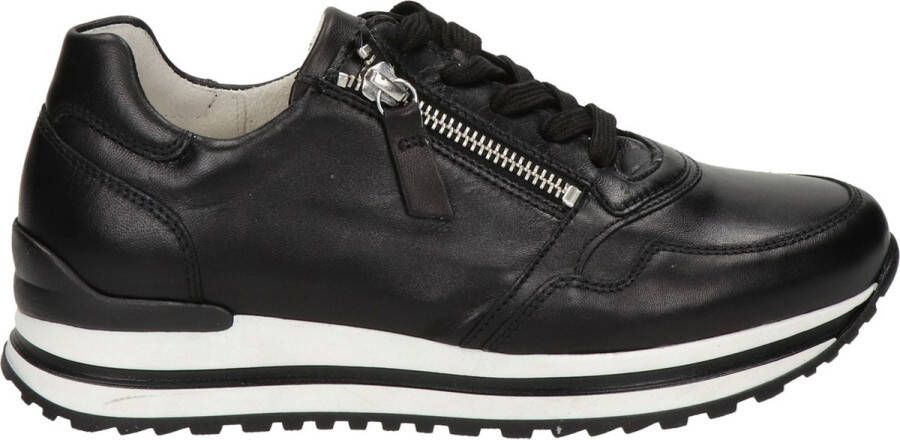 Gabor Zwarte Fluweel Leren Sneakers Blue Dames