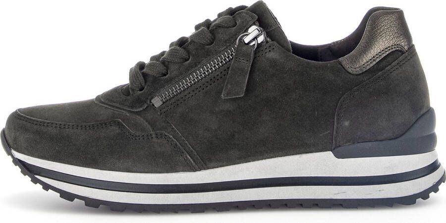 Gabor Zwarte Velvet Casual Sport Basket Green Dames