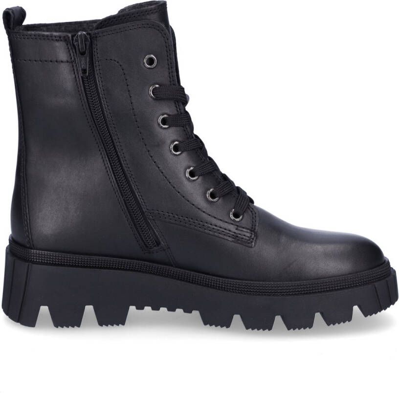 Gabor Zwarte Leren Veter Militaire Laarzen Black Dames