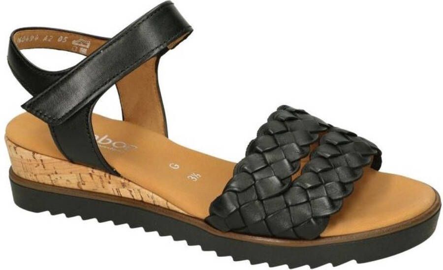 Gabor Zwarte leren sandalen met gevlochten bandjes Black Dames