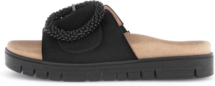 Gabor Slippers plateau zomerschoen slippers met sierparels aan de decoratieve gesp