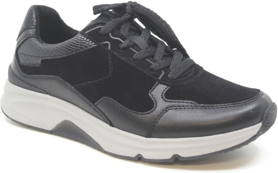 Gabor 0103.02.001 Rolling Soft Sneakers Zwart Leer Combi Dames Zwart