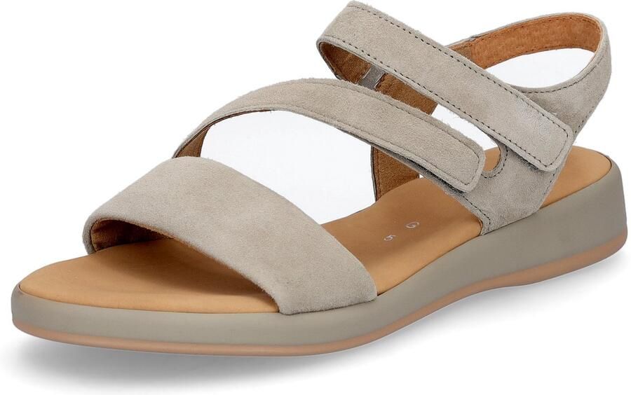 Gabor Beige Suède Sandalen met Velcro Sluiting Beige Dames