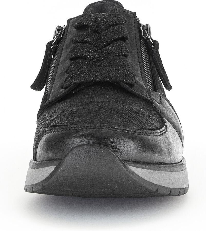 Gabor Comfortabele zwarte leren sneakers Black Dames