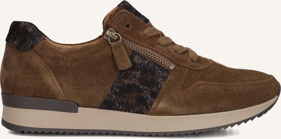 Gabor Dames Lage sneakers Chunky zool 6019 Bruin Suède