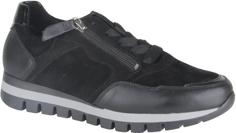 Gabor 6030.01.001 Sneakers Zwart Leer en Suede Dames Breedtemaat H Zwart