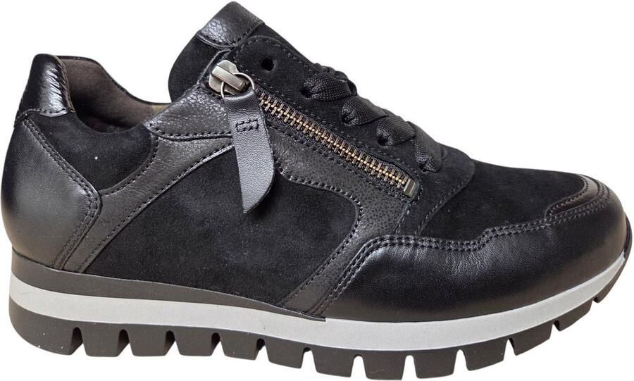 Gabor 6030.01.001 Sneakers Zwart Leer en Suede Dames Breedtemaat H Zwart - Foto 2