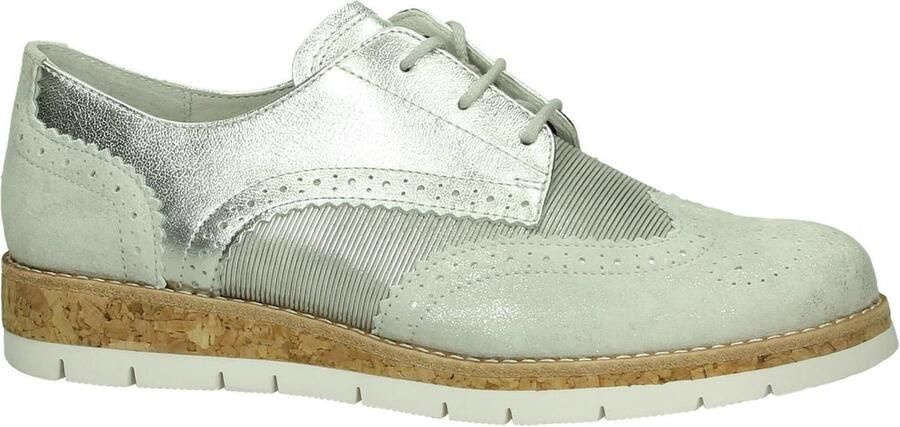Gabor 62558 Veterschoen plat Dames Zilver 42 -Horizont Caruso k. Argento k. (Kork)