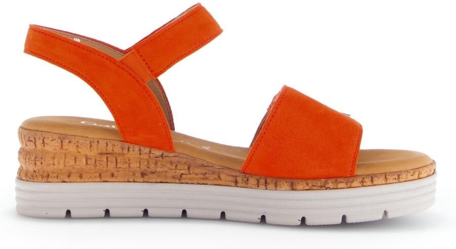 Gabor Oranje Suède Sandaal met Klittenbandsluiting Orange Dames