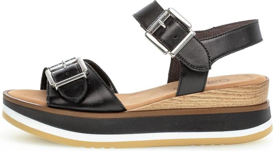 Gabor Zwarte Leren Casual Open Sandalen Black Dames