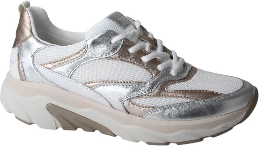 Gabor Rollinsoft Sneaker Wit Zilver Goud Leer Mesh Combi - Foto 1