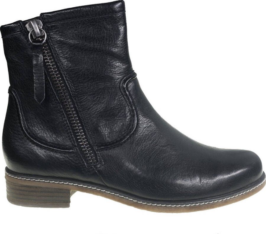 Gabor Zwarte leren enkellaars met ritsen