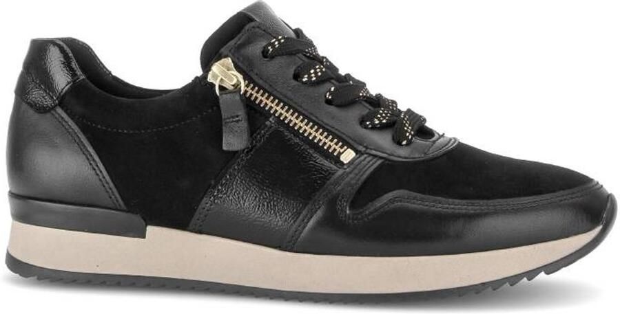 Gabor 6019.01.001 Sneakers Zwart Leer en Suede Zwart