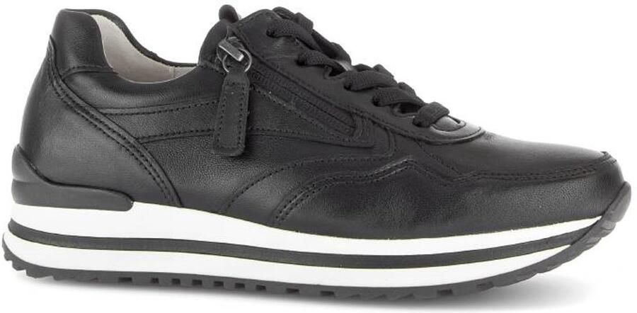 Gabor art. 86.524 57 zwart leer sneaker dames veter rits breed H leest
