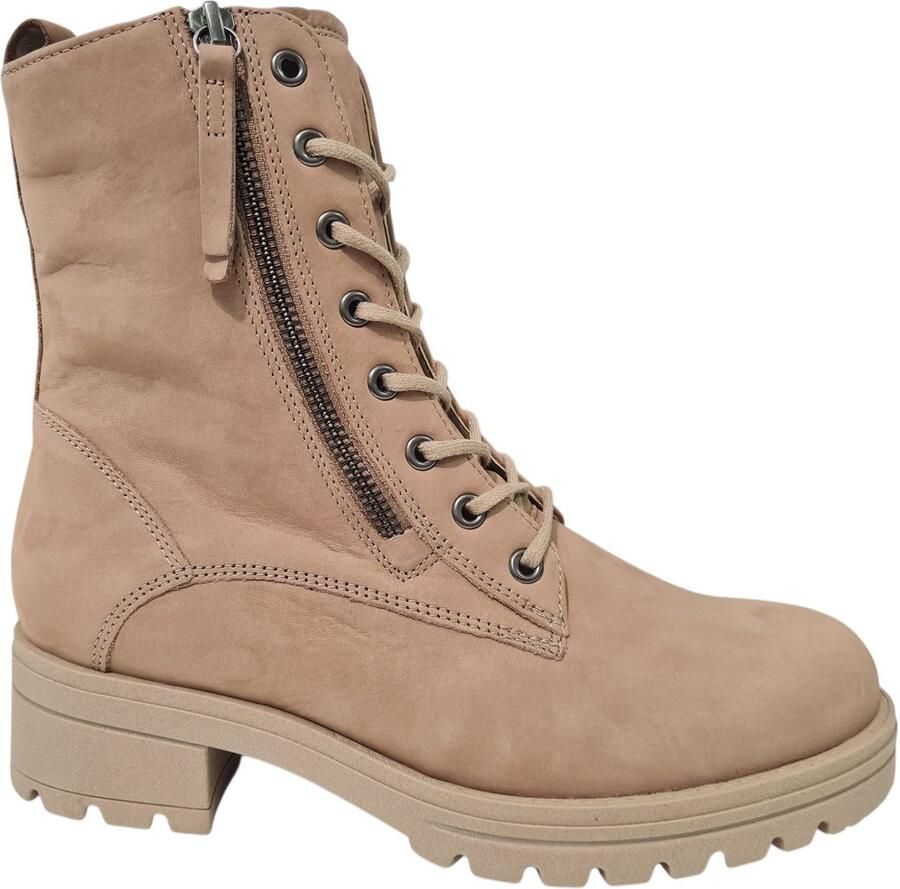 Gabor Beige Nubuck Dames Veterboots Beige