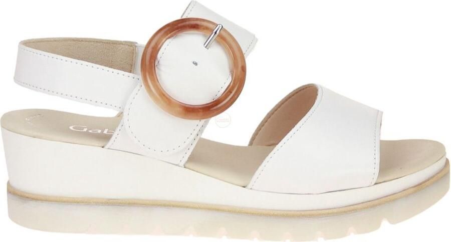 Gabor Beige Leren Sandalen Comfortabele Ronde Vorm Beige Dames
