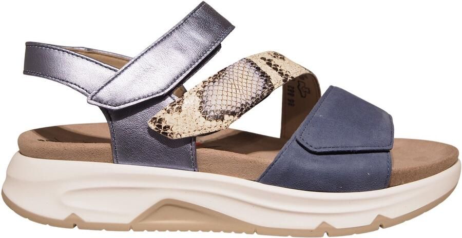 Gabor blauwe dames sandalen met slangenprint