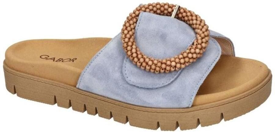 Gabor -Dames blauw licht slippers & muiltjes