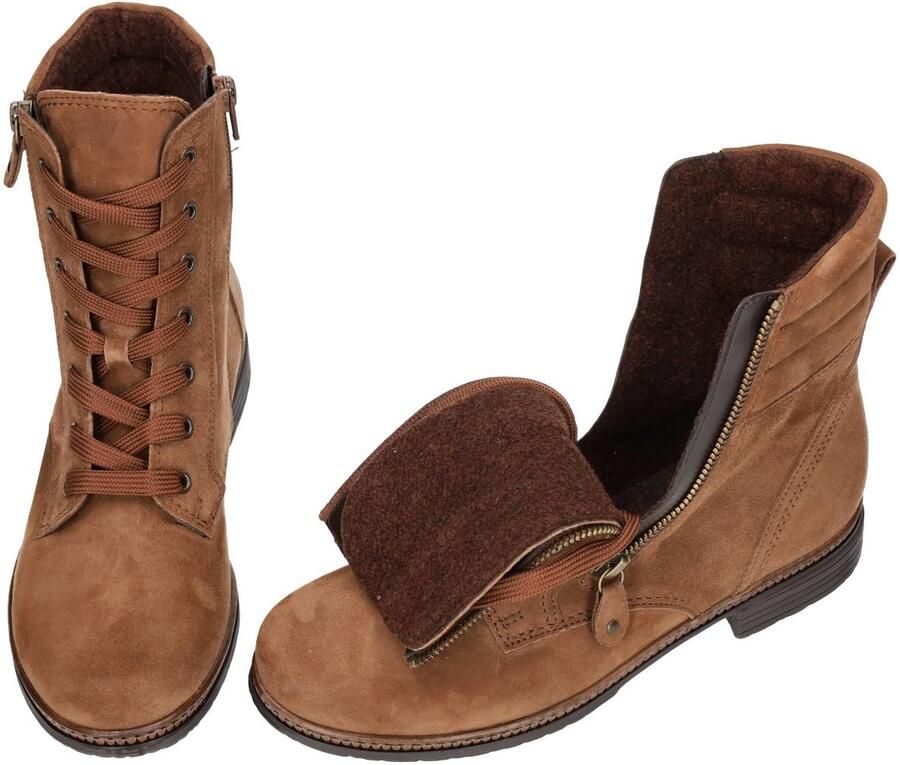 Gabor Veterlaarsjes blokhak veterschoenen met sierritssluiting aan de buitenkant - Foto 1